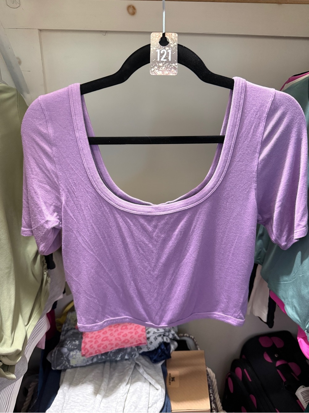 121 lululemon athletica ribbed held tight short sleeve-wisteria purple